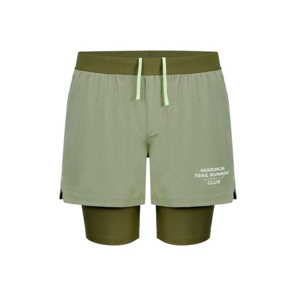 Karrimor Mens Performance 2 in 1 Running Shorts / Olive